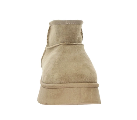 Beżowe zamszowe śniegowce EMU na platformie ciepłe botki- rozmiarówka zaniżona