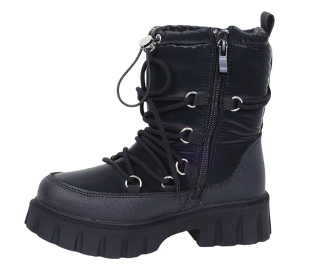 Czarne kozaki zimowe wodoodporne śniegowce dziecięce MissE