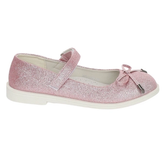 Różowe brokatowe baleriny dziewczęce z zapięciem na rzep American Club