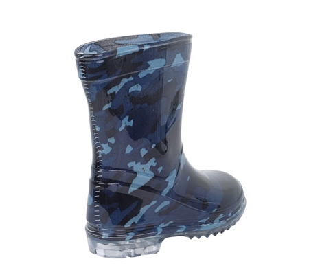 Niebieskie kalosze dziecięce dla chłopca gumowce wysokie