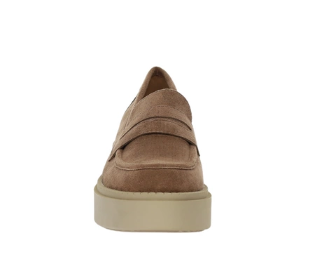 Brązowe czekoladowe zamszowe mokasyny damskie półbuty VINCEZA