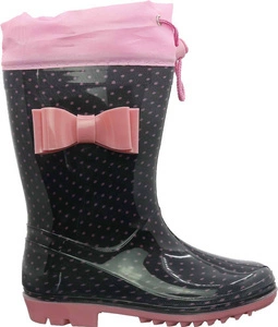 Kalosze dziecięce czarno-różowe ze ściągaczem American Club