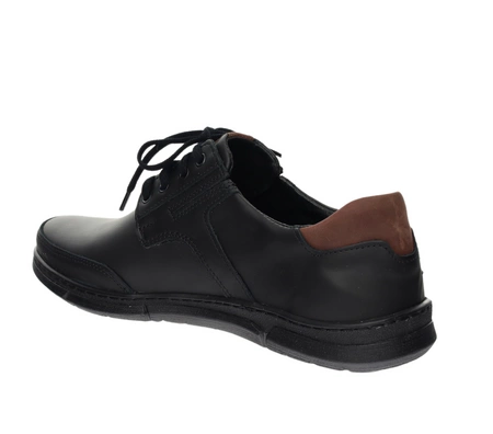 Czarne skórzane półbuty męskie kościelne komfortowe POLBUT