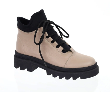 Skórzane botki płaskie buty szyte Polskie Gino Fabiani