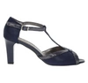 Granatowe skórzane buty taneczne sandały na obcasie eleganckie Polskie Gino Fabiani
