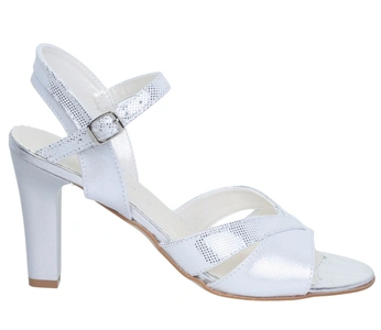 Białe skórzane sandały ślubne posrebrzane Gino Fabianii