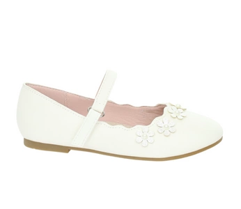 Białe eleganckie sandałki zabudowane dla dziewczynki do sukienek Miss E