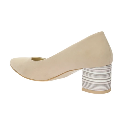 Beżowe czółenka eleganckie na wygodnym obcasie Polska Marka AZALI