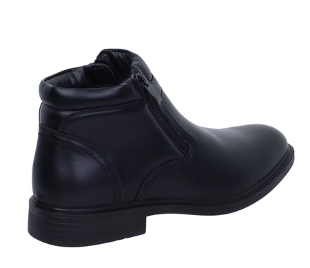 Czarne trzewiki męskie zimowe buty na zamek UNISOFT