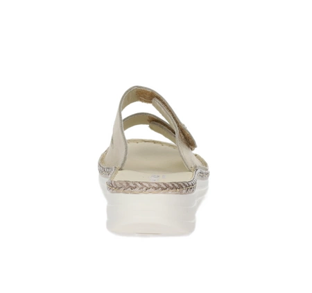 Skórzane klapki damskie wygodne i eleganckie na rzepy Helios