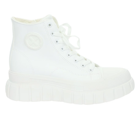 Białe trampki damskie ocieplane na platformie grubej podeszwie ROKOWE