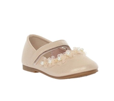 Piękne buty dziecięce eleganckie balerinki zapinane na rzep z perełkami MissE