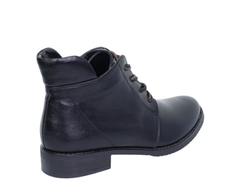 Czarne półbuty damskie zimowe ocieplane garniturowe botki Jezzi