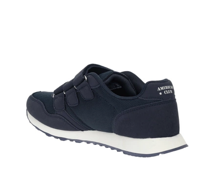 Granatowe lekkie adidasy chłopięce na rzepy z profilowaną wkładką American Club