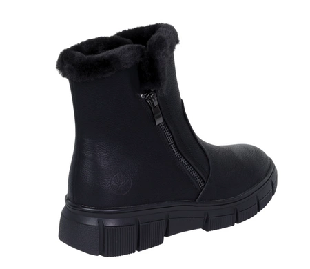 Czarne buty zimowe damskie botki ocieplane futerkiem płaskie Jezzi