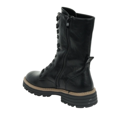 Czarne licowe glany damskie ocieplane trapery eleganckie Jezzi