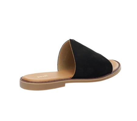 Czarne zamszowe klapki damskie płaskie wygodne i eleganckie Jezzi