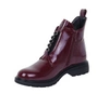 Bordowe lakierowane botki damskie zimowe na płaskiej podeszwie Jezzi