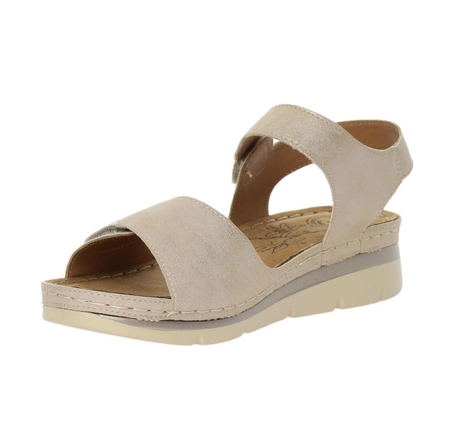 Sandały beżowe komfortowe na rzepy Jezzi
