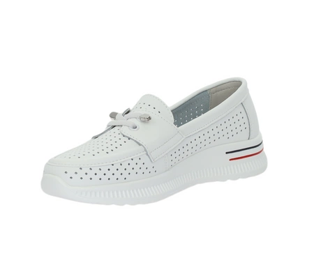 Białe skórzane mokasyny damskie sportowe półbuty Jezzi
