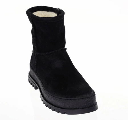 Czarne płaskie botki Emu ocieplane naturalną wełną Polskie Gino Fabiani
