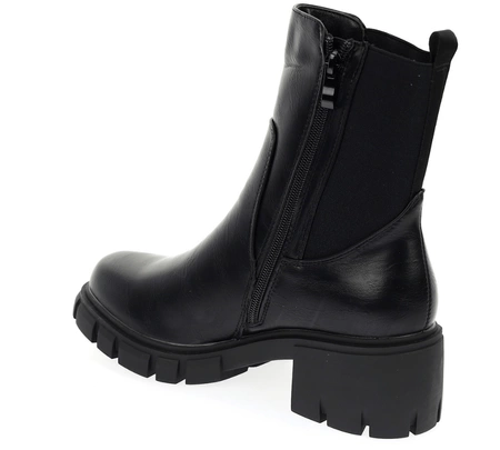 Czarne trapery botki damskie na grubej podeszwie Jezzi