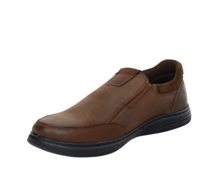 Brązowe skórzane półbuty męskie wsuwane wytrzymałe American Club