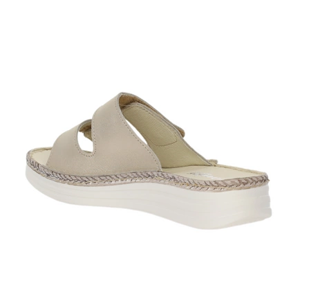 Skórzane klapki damskie wygodne i eleganckie na rzepy Helios