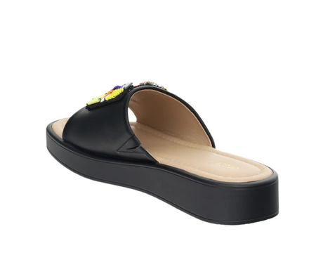Czarne klapki damskie z kolorową biżuterią Jezzi