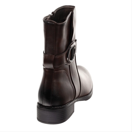 Komfortowe brązowe czekoladowe buty zimowe płaskie botki Jezzi