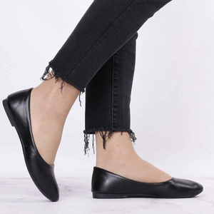 Czarne baleriny damskie płaskie z eko skóry  Jezzi