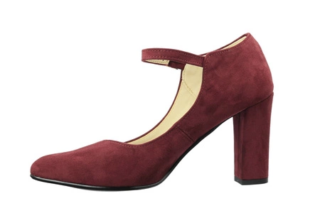 Czółenka zamszowe na obcasie z paskiem Azali