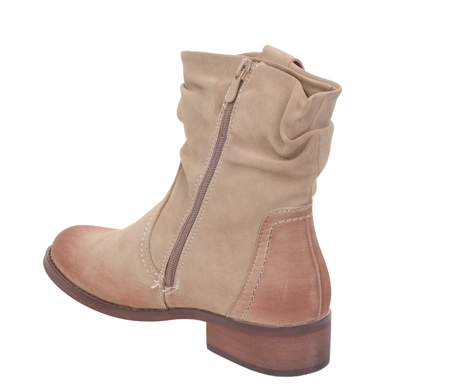 Beżowe botki damskie klasyczne saszki płaskie ocieplane Jezzi