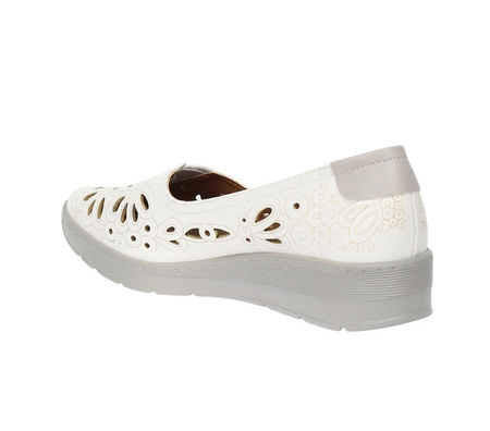 Komfortowe białe czółenka damskie półbuty ze skórzaną wkładką Jezzi