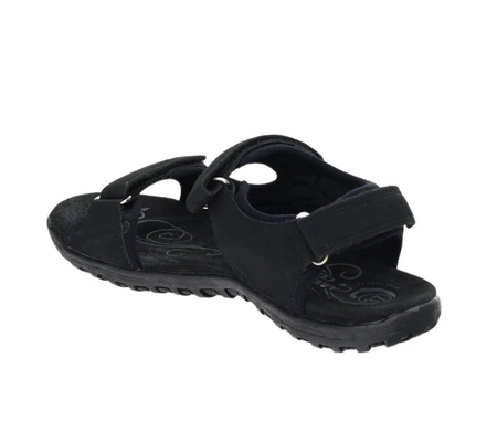 Czarne sandały damskie sportowe regulowane na rzepy skórzana wkładka