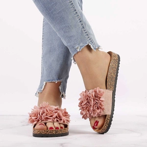 Korkowe klapki damskie pudrowy róż Jezzi