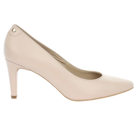 Beżowe wygodne szpilki ze skóry naturalnej RYŁKO