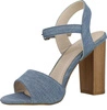 Dżinsowe sandały damskie na obcasie drewnianym słupku JEZZI