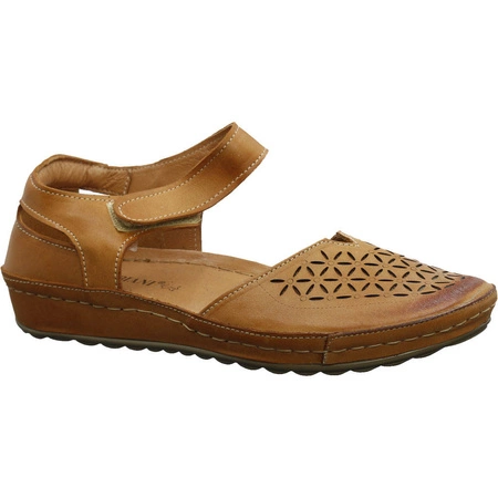 Polskie skórzane sandały damskie szyte komfortowe na rzep Gino Fabiani - Produkt Polski