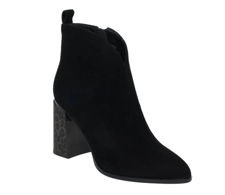 Czarne zamszowe botki eleganckie na wysokim obcasie skóra naturalna Gino Fabiani