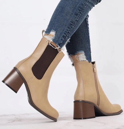 Piękne botki ocieplane w kolorze brązowo-beżowym Jezzi