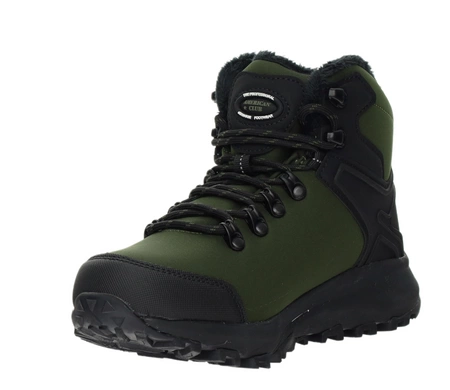 Ciemnozielone sportowe buty zimowe męskie trzewiki w dużych rozmiarach American Club
