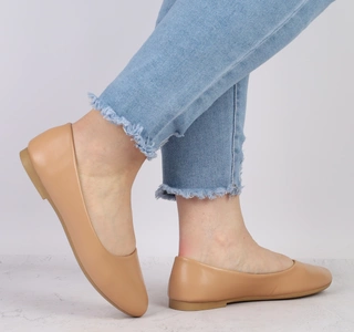 Cieliste baleriny ze skóry licowej eko beżoweJezzi