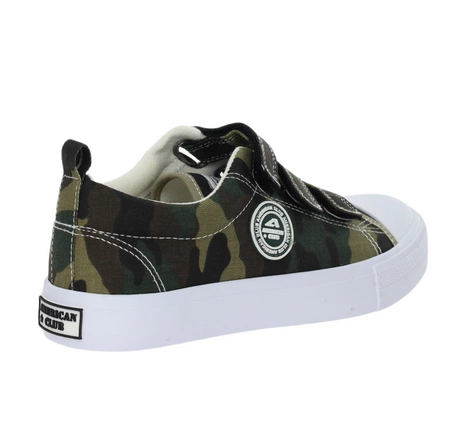 Trampki chłopięce na rzepy moro z gumowym czubkiem American Club