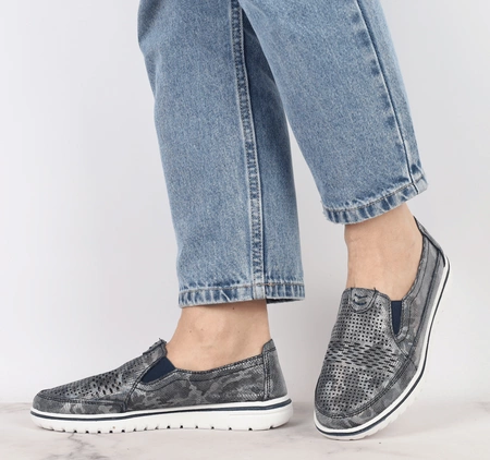 Skórzane damskie tenisówki eleganckie szyte wsuwane półbuty Jezzi