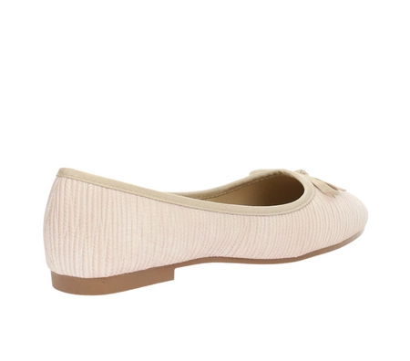 Beżowe baleriny damskie z eko skóry czółenka płaskie EVENTO