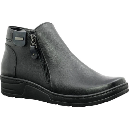 Czarne półbuty botki skórzane damskie Gino Fabiani