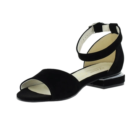 Czarne eleganckie sandały na niskim obcasie z zabudowaną piętą AZALI