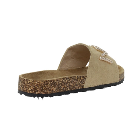 Cieliste klapki damskie korkowe na grubej podeszwie platformie Jezzi