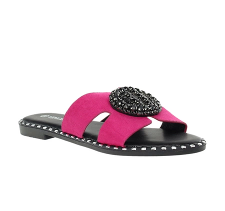 Fuksjowe eleganckie klapki damskie płaskie VINCEZA